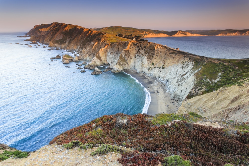 A cliff overlooking the ocean at Point Reyes National Seashore.