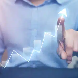 A man is pointing at a graph showing a global opportunity for new research.