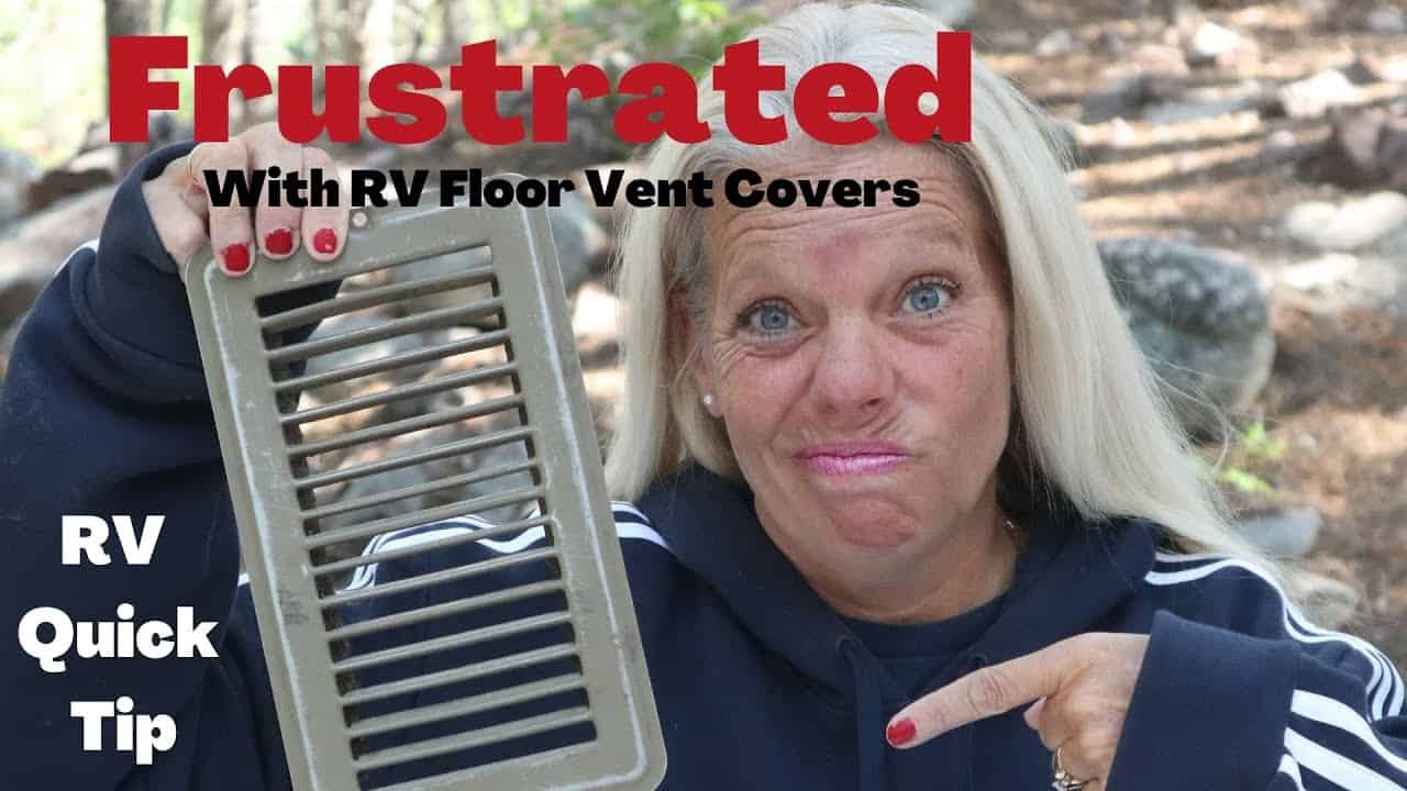 A woman demonstrating a quick tip to keep dirt out of RV vent covers.