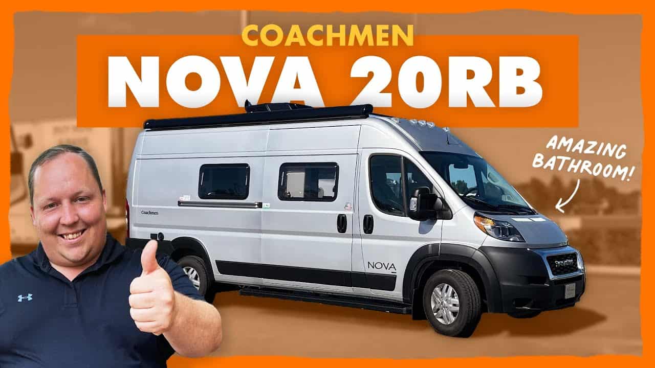 The Coachmen Nova 2020 RV is the cheapest class B option with a huge bathroom.