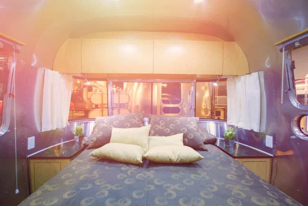 A bed in an airstream.