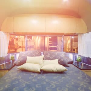A bed in an airstream.