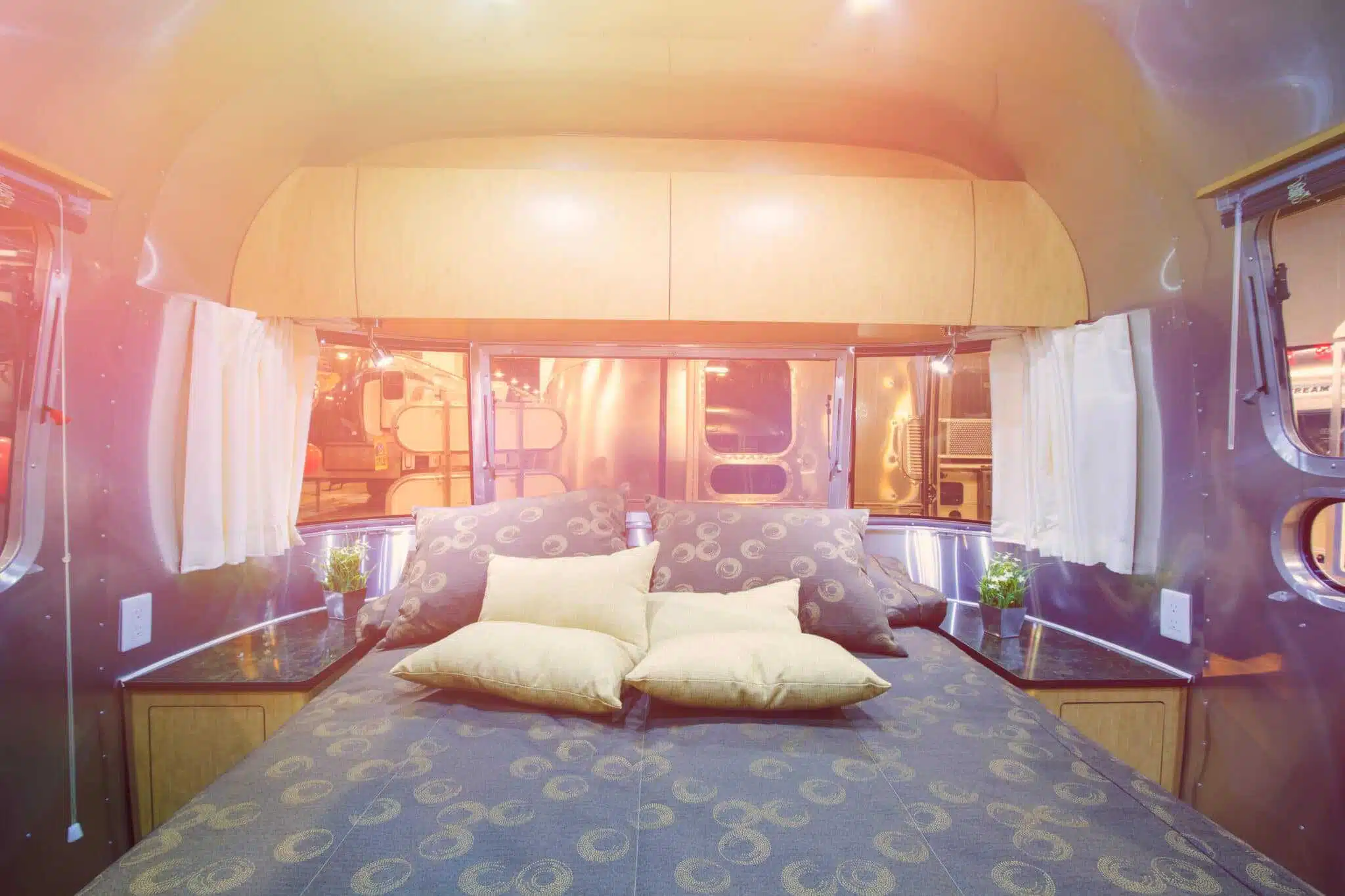 A bed in an airstream.