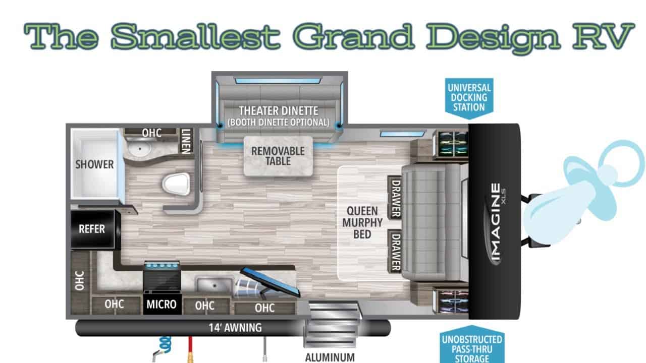 The smallest Imagine XLS floor plan from Grand Design RV.