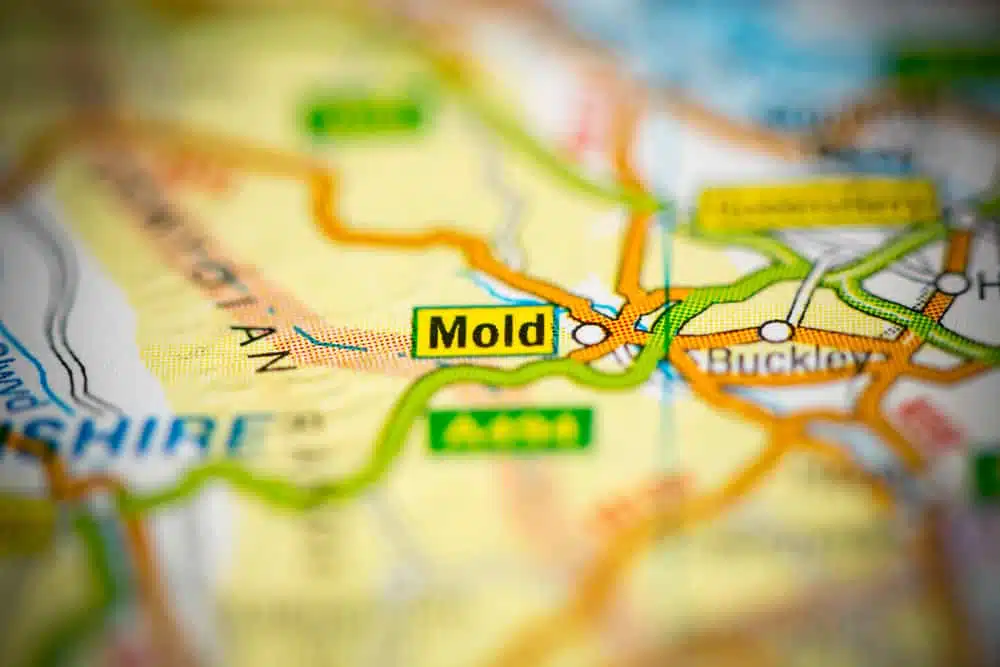 A map of a UK glamping site with the word "mold" on it.