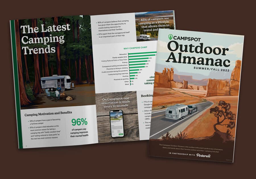 Outdoor Almanac brochure design featuring Campspot