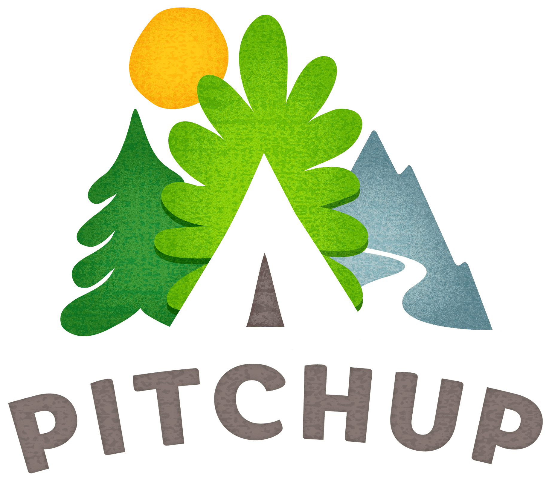 Pitchup logo with trees and a tent, featuring camping in Northern Ireland.