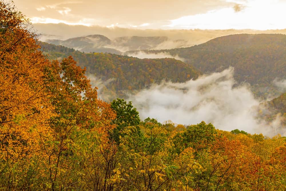 Pipestem State Park, located in the mountains, has recently undergone $8M worth of upgrades. As you explore the park, you will be mesmerized by the stunning view of autumn leaves blanketing