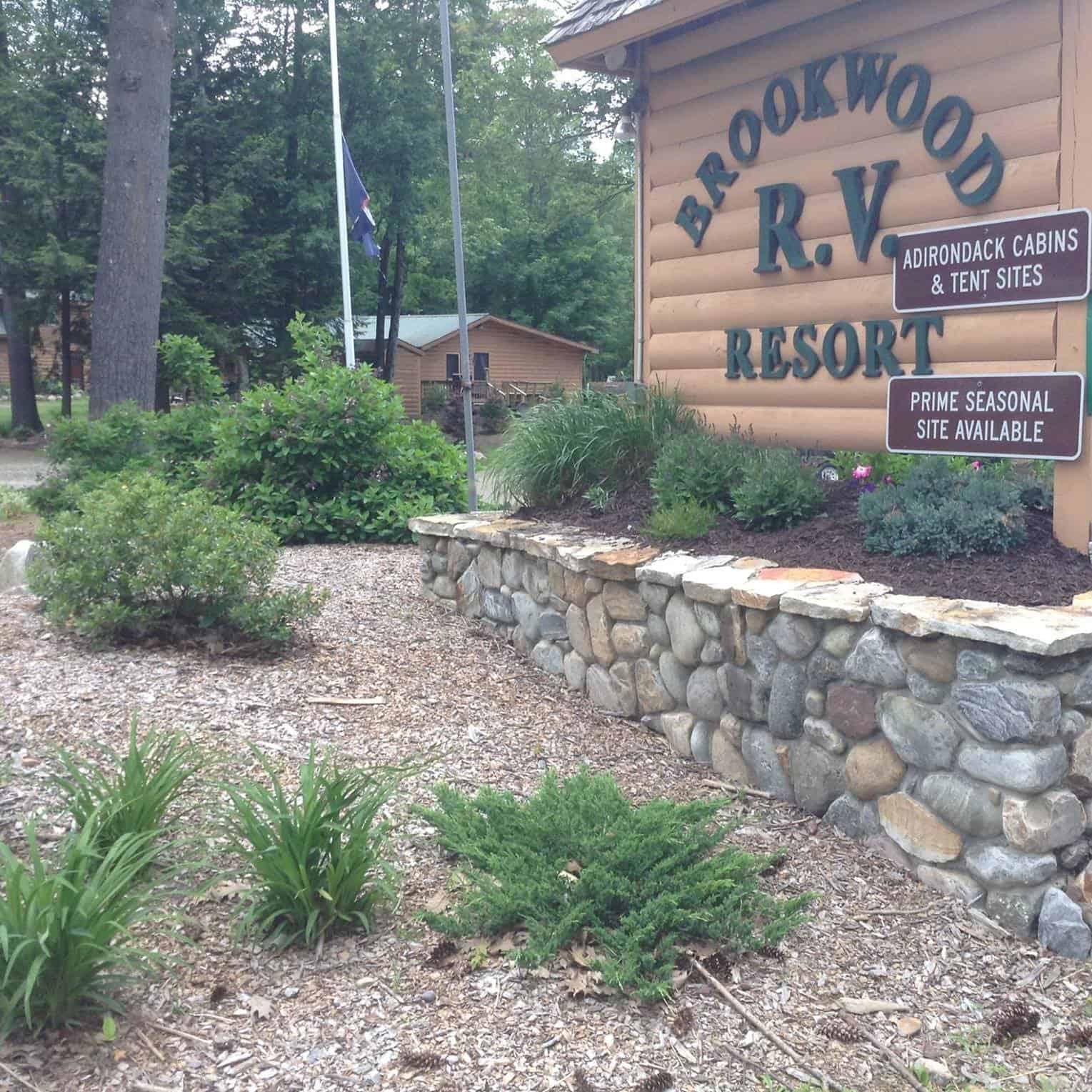 Brookwood RV Resort sign in New York.