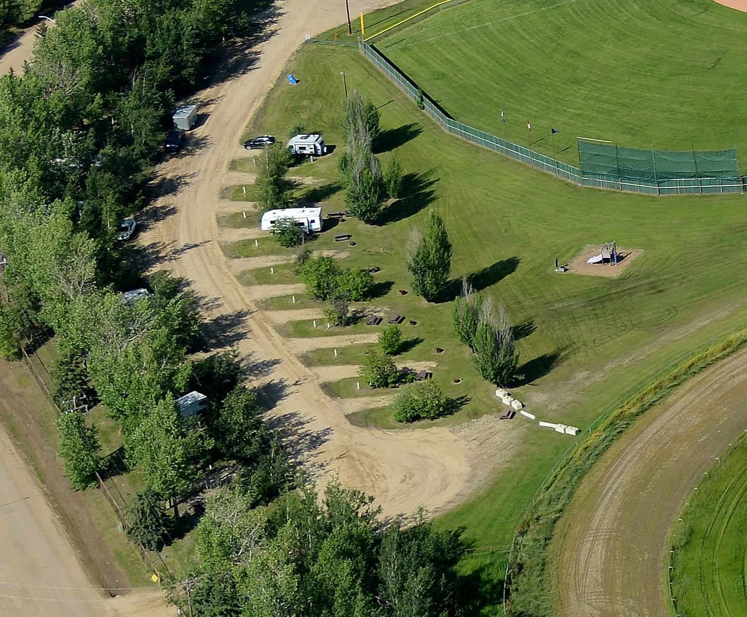 Aerial View of Mountie Park Campground's Baseball Field