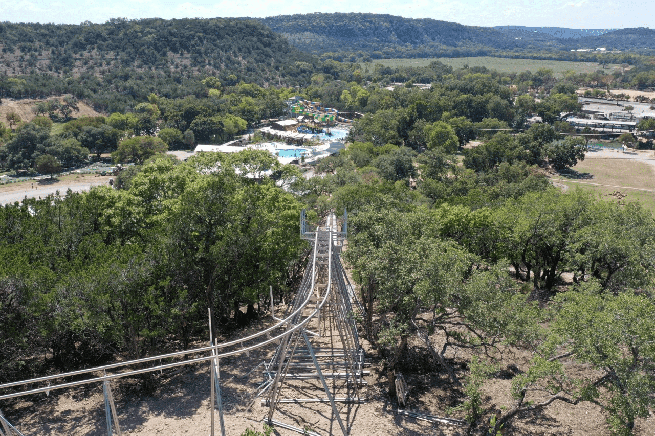 An aerial view of the Alpine Coaster in Texas Hill Country.