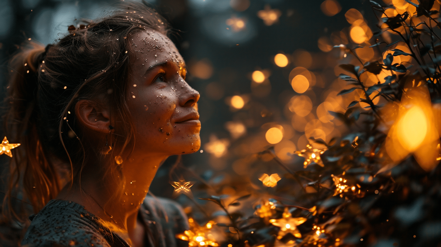 A girl enhancing guest experiences by looking at the stars in the night.